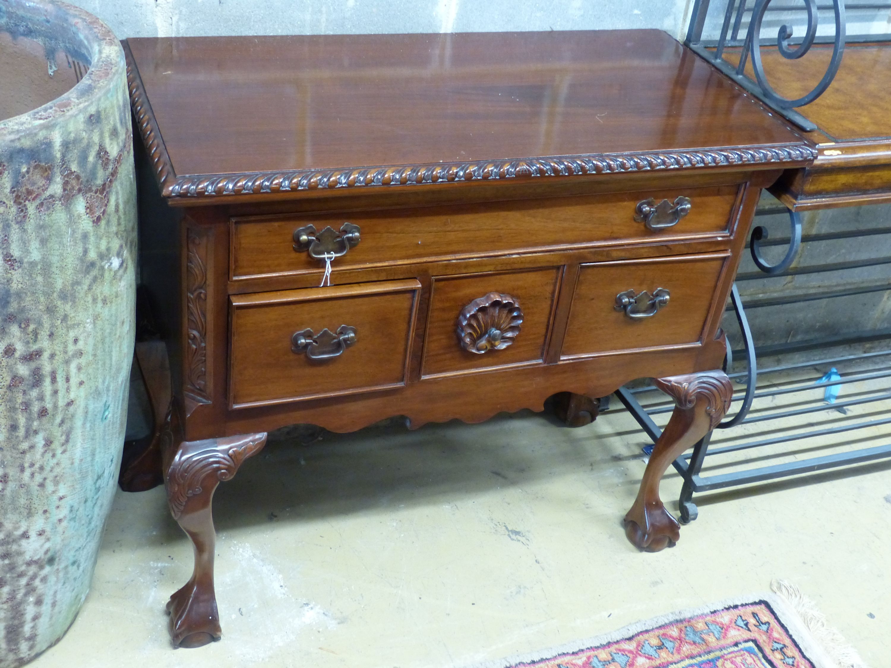 A reproduction George III style mahogany lowboy, width 96cm depth 46cm height 84cm